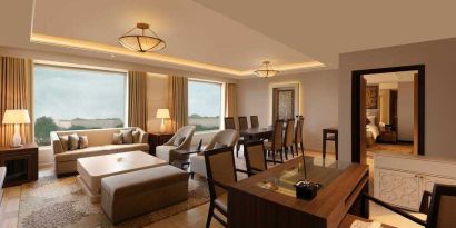 Living room in a presidential suite at the DoubleTree by Hilton Agra.