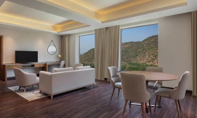 Living room perfect as workspace at the DoubleTree by Hilton Jaipur Amer.