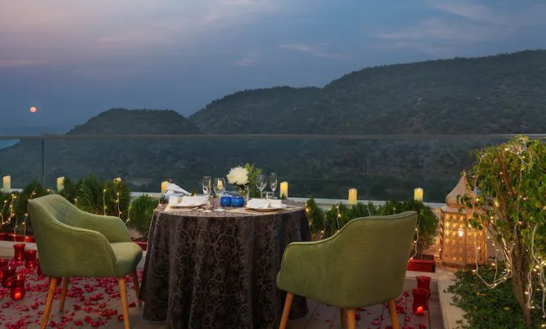 Beautiful outdoor terrace at the DoubleTree by Hilton Jaipur Amer.