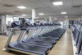 Fitness center with treadmills at the Doubletree by Hilton Glasgow Strathclyde.