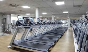 Fitness center with treadmills at the Doubletree by Hilton Glasgow Strathclyde.