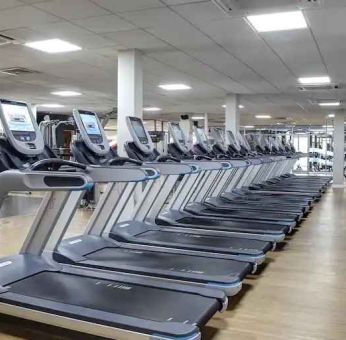 Fitness center with treadmills at the Doubletree by Hilton Glasgow Strathclyde.