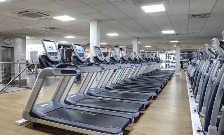 Fitness center with treadmills at the Doubletree by Hilton Glasgow Strathclyde.