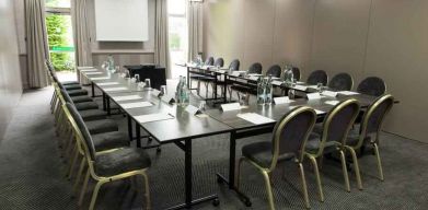 Meeting room with u shape table at the Doubletree by Hilton Glasgow Strathclyde.