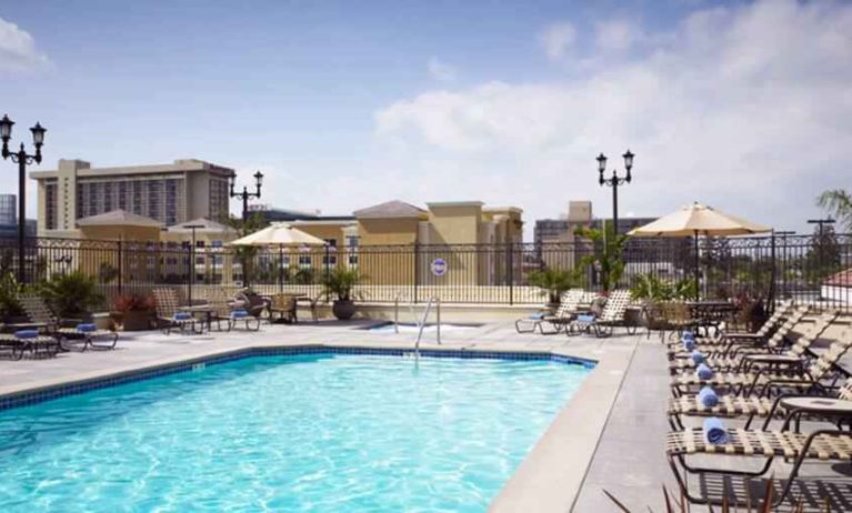 Outdoor pool area at the DoubleTree Suites by Hilton Anaheim Resort-Convention Center.