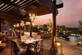 Outdoor terrace perfect as workspace at the Conrad Bengaluru.