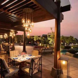 Outdoor terrace perfect as workspace at the Conrad Bengaluru.