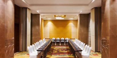 Meeting room at the Hilton Garden Inn Lucknow.