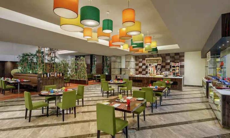 Dining area suitable for co-working at the DoubleTree by Hilton Hotel Gurgaon - New Delhi NCR.