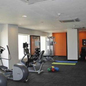 Fitness center at the DoubleTree by Hilton Gurugram Baani Square.