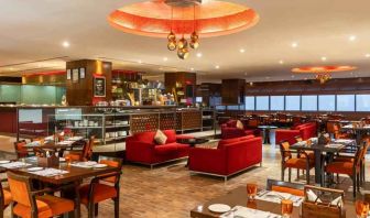 Seating area perfect as workspace at the Hilton Garden Inn New Delhi/Saket.