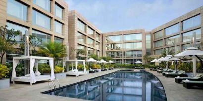 Outdoor pool at the Hilton Bangalore Embassy GolfLinks.