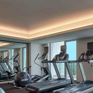 Fitness center at the DoubleTree Suites by Hilton Bangalore.