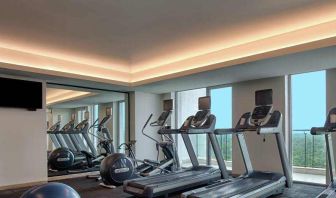 Fitness center at the DoubleTree Suites by Hilton Bangalore.