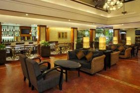 Seating area perfect as workspace at the DoubleTree by Hilton Goa - Arpora - Baga.