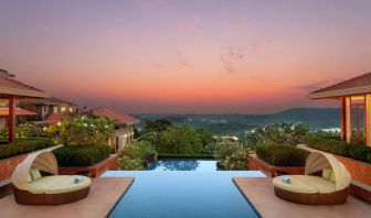 Outdoor pool area at the Hilton Goa Resort.