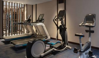 Gym with treadmills at the Hilton Goa Resort.