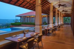 Amazing outdoor terrace perfect as workspace at the Hilton Goa Resort.