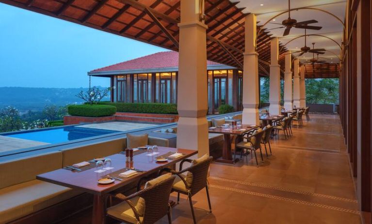 Amazing outdoor terrace perfect as workspace at the Hilton Goa Resort.