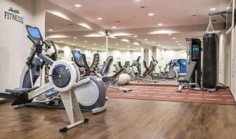 Fitness center at the Hilton Brussels Grand Place .