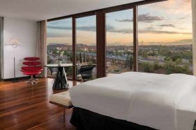 King bedroom with view at the Hilton Madrid Airport.