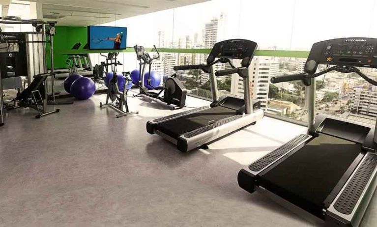 Fitness center at the Hampton by Hilton Cartagena.