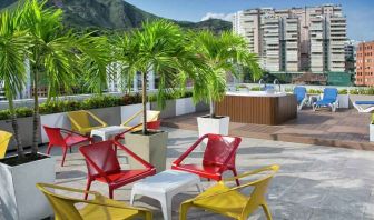 Outdoor patio perfect as workspace at the Hampton by Hilton Cali.