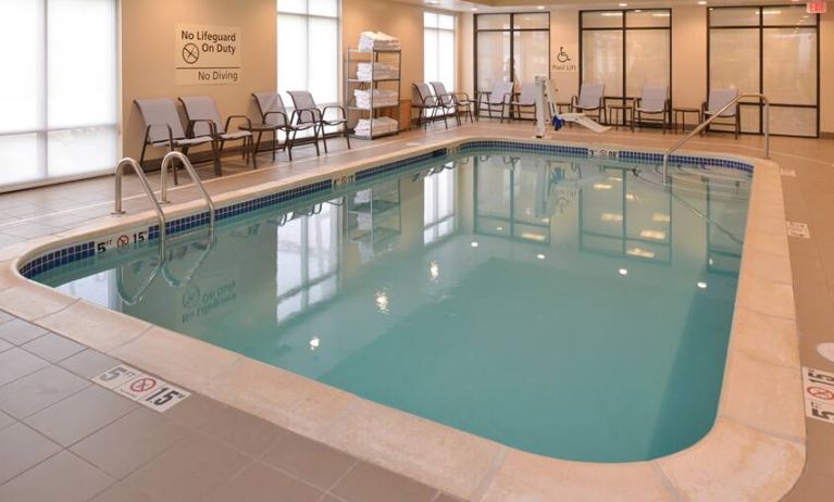 Relaxing indoor pool at the Hampton Inn Omaha Midtown-Aksarben Area.