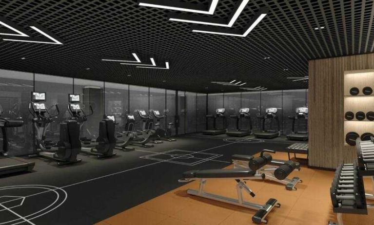 Fully equipped fitness center at the Doubletree by Hilton Canakkale.