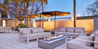 Outdoor patio perfect for co-working at the AC Hotel By Marriott Pleasanton.