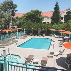 Outdoor pool area at the Hyatt House Pleasanton.