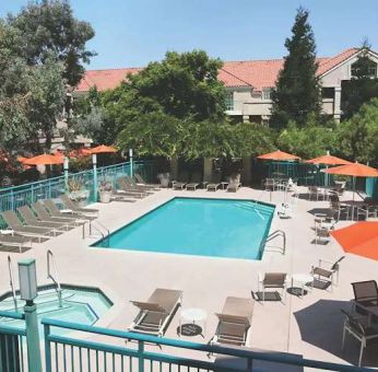 Outdoor pool area at the Hyatt House Pleasanton.