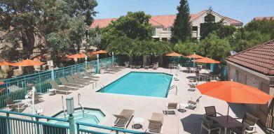 Outdoor pool area at the Hyatt House Pleasanton.