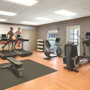 Fitness center with computers at the Hyatt House Pleasanton.