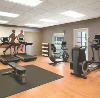 Fitness center with computers at the Hyatt House Pleasanton.