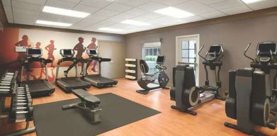 Fitness center with computers at the Hyatt House Pleasanton.