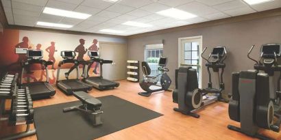 Fitness center with computers at the Hyatt House Pleasanton.