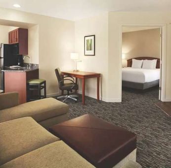 Living room in a hotel suite at the Hyatt House Pleasanton.