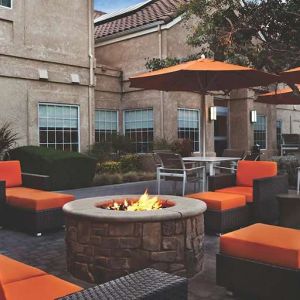 Outdoor patio perfect as workspace at the Hyatt House Pleasanton.