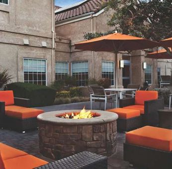 Outdoor patio perfect as workspace at the Hyatt House Pleasanton.