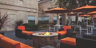 Outdoor patio perfect as workspace at the Hyatt House Pleasanton.