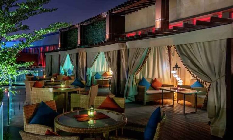 Outdoor patio at the AlRayyan Hotel Doha, Curio Collection by Hilton.