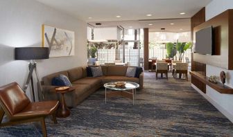 Lobby workspace at Courtyard By Marriott Los Angeles LAX/Century Boulevard.