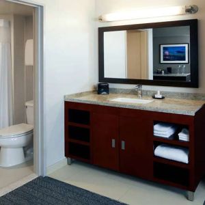 Guest bathroom at Courtyard By Marriott Los Angeles LAX/Century Boulevard.