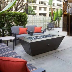 Outdoor patio suitable as workspace at Courtyard By Marriott Los Angeles LAX/Century Boulevard.