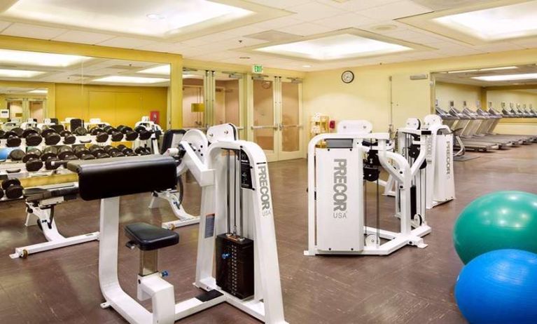 Fitness center at Hilton Los Angeles Airport.