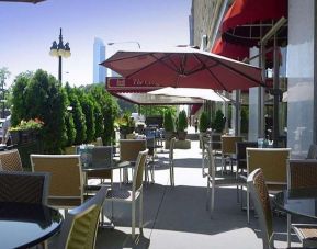 Outdoor patio perfect as workspace at Congress Plaza Hotel.