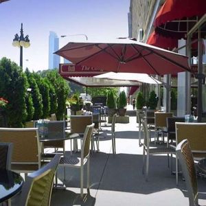 Outdoor patio perfect as workspace at Congress Plaza Hotel.