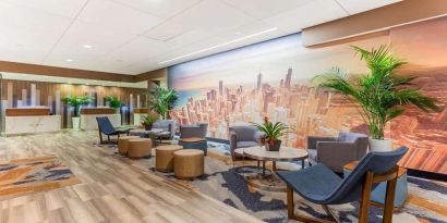 Lobby workspace at La Quinta Inn & Suites By Wyndham Chicago Downtown.