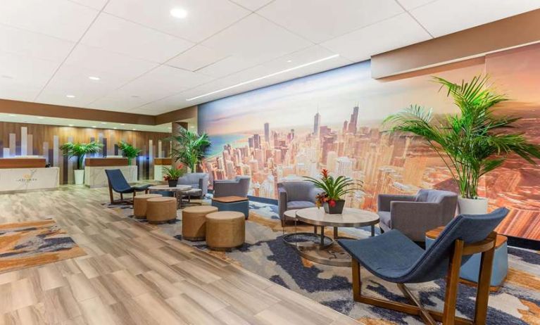 Lobby workspace at La Quinta Inn & Suites By Wyndham Chicago Downtown.